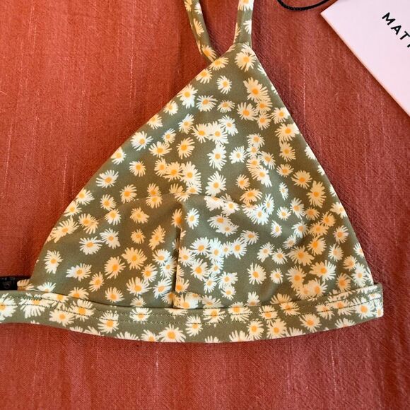 Matteau Petite Triangle Top Spring Daisy Green Yellow Size US 4 C/D Cup NWT - Picture 3 of 13